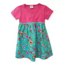 Vestido Infantil Pink/turquesa Tamanho 2 - Fakini Forfun