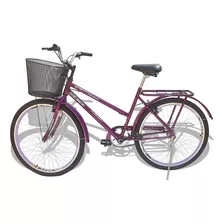 Bicicleta Aro 26 Wendy Modelo Poti Com Cesta Cores Cor Violeta-escuro