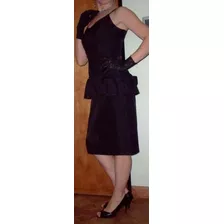 Vestido Exclusivo .muy Elegante. Raso Negro. Talle M