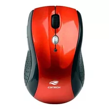 Mouse Sem Fio Vermelho E Preto Receptor Nano C3tech Mw012rd