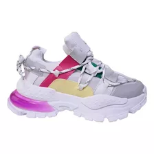 Zapatillas Sneakers Mujer Con Plataforma Urbanas Acordonadas