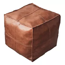 Funda Pouf Puf Cuadrado Cuero Cu Café Cojín Diseño Marroquí