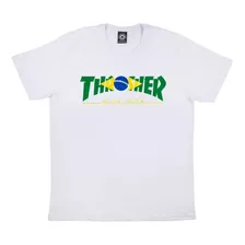 Camiseta Thrasher Brazil Revista Branca Original 