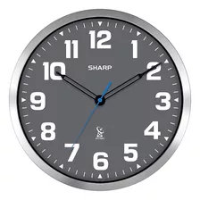 ~? Reloj De Pared Analógico Atómico Sharp - Cara Gris De 12 