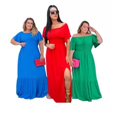 Kit 3 Vestidos Plus Size Longo Moda Blogueira 48 A 54