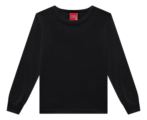 Camiseta Kyly Manga Longa Lisa Infantil 10/14 Ref:207293 Preto 14