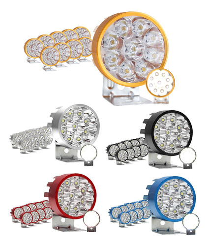 10 Faros Auxiliar 9 Leds Moto Redondo Estrobo Colores 18w Foto 7