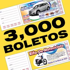 3000 Boletos Para Rifa Sorteo Impresos A Color Con 1 Folio