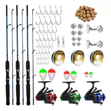 Kit De Pesca Completo Barato 3 Vara 3 Molinete E Acessorios