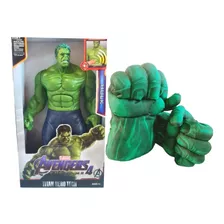Hulk Boneco 30 Cm Articulado Vingadores + Par De Luva Espuma
