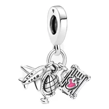 Charm Pandora Avión Globo Maleta Colgante Plata Ale S925