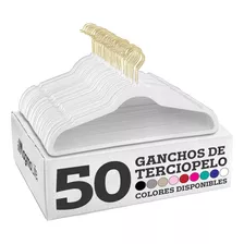 50 Ganchos Para Ropa Terciopelo Antideslizante Premium Color Blanco