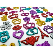 50 Adesivos Pet Fêmea Piercings Lacinhos Eva Com Glitter