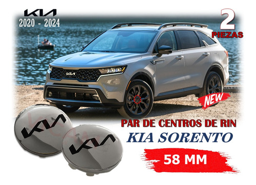 2 Centros De Rin  Sorento 2020-2024 58 Mm Negro/logocrom