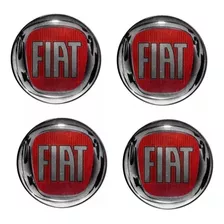 Emblema Fiat Vermelho Adesivo Calota Roda Resinado 48mm 4pçs