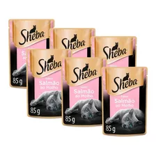 Kit 6 Sachê Sheba Gatos Adultos Salmão Ao Molho - 85g