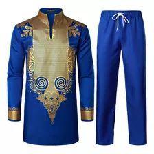 Camisa Y Pantalones Dashiki Con Estampado De Oro Africano Pa