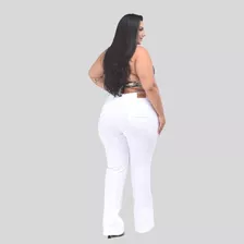 Calça Feminina Flare Branca Plus Size Tamanhos Grandes 46/56