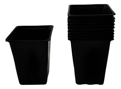 Maceta Cuadrada 300cc Liviana Cultivo Huerta Por 5 Unidades. Negra