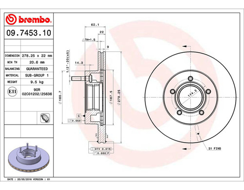 Par Discos Brembo Ford Explorer 4x4 1991-1992 Delantero Foto 2