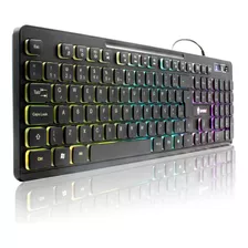 Teclado Gamer Evolut Eg-212 Slender Qwerty Português Brasil Teclas Silenciosas Slim Led Rainbow 3 Modos