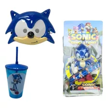 Boneco Do Sonic C/ Mascara + Copo 