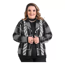 Casaco Maité Em Tricot Plus Size Com Botões R:1140