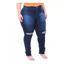 Calça Jeans Plus Size Com Detalhe Rasgado No Joelho