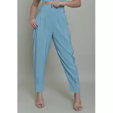 Calça Feminina Mom Viscose Dialogo Jeans Cintura Alta Azul