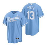 Azul Para Hombre Camiseta Kansas City Royals Salvador Perez