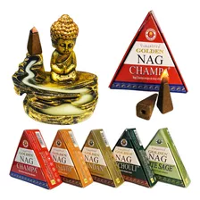 Incenso Indiano Cone Cascata Backflow Golden Nag Masala Fragrância Chandan