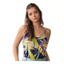 Blusa Floral Regata Estampada Top Feminino Com Alças Finas