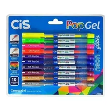 Caneta Cis Pop Gel Neon E Glitter (kit C/ 10 Unidades)