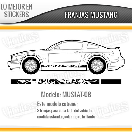 Par De Stickers, Viniles Franjas Laterales Para Ford Mustang Foto 9