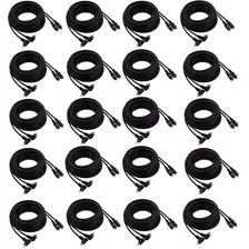 Kit Com 20 Cabos Rca 5 Metros Preto Conector Banhado A Ouro