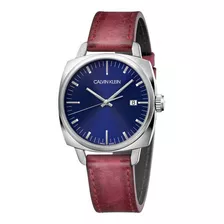 Reloj Calvin Klein Fraternity Cuarzo K9n111zn Boleta Color De La Correa Rojo Color Del Bisel Plateado Color Del Fondo Azul