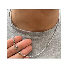 Colar Corrente Masculino Cordão Baiano Prata 2mm Fininha