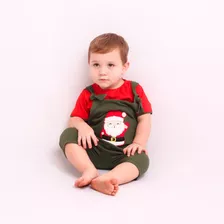 Conjunto De Natal Infantil Jardineira Com Camiseta Baby Luxo