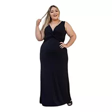 Vestido Longo Moda Plus Size Regata Com Decote Cruzado Top