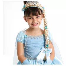 Tiara Infantil Com Coroa Trança Sintética Princesa Frozen