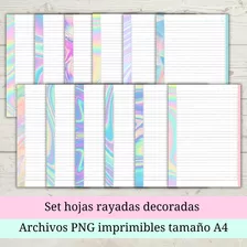 Hojas Rayadas A4 Para Imprimir Archivos Png Digital / H4