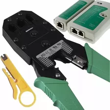 Kit Alicate D Crimpar Rj45 Cabo De Rede Descascador Testador