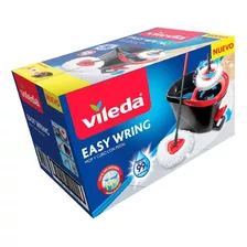 Vileda Easy Wring Mopa Microfibra Balde Centrifugado A Pedal Color Negro Y Rojo