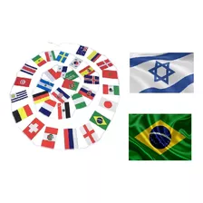 Kit 32 Nações + Bandeiras Do Brasil + De Israel 1,5m X 90cm 