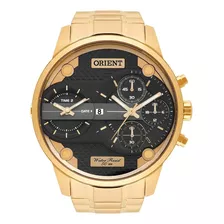 Relogio Orient Masculino Mgsst001 P1kx Dourado Cronografo Cor Do Fundo Preto