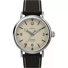 Reloj Timex Waterbury Standard 40mm Tw2v44100 Color De La Malla Marrón Color Del Bisel Plata Color Del Fondo Beige