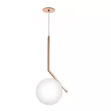 Luminária Pendente Esfera Ø25 Cm Cobre Vidro Branco -1xe27