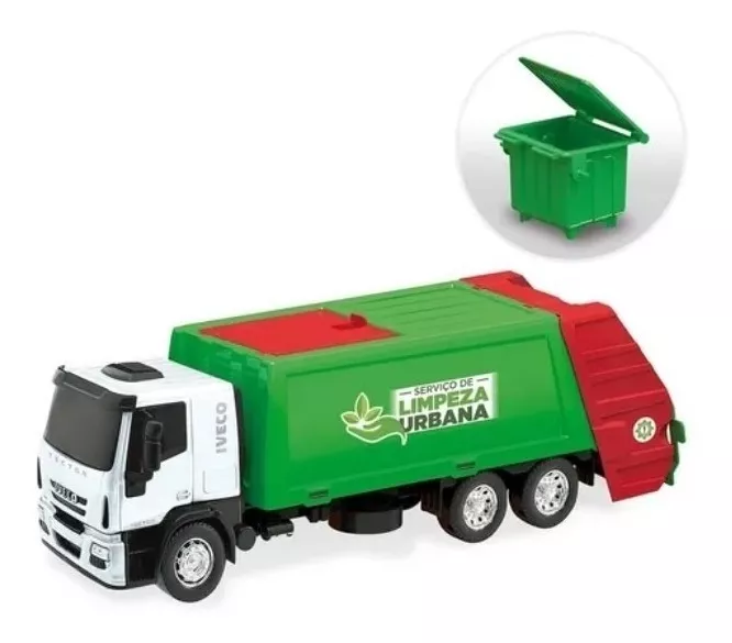 Brinquedo Caminhão Coletor De Lixo Iveco Limpeza Urbana