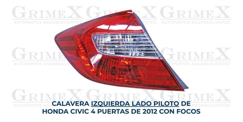 Calavera Honda Civic 4 Puertas 2012-12 Con Focos Foto 2