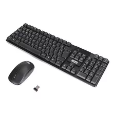 Kit Teclado E Mouse Sem Fio Wireless 2.4ghz Notebook Pc Mac Cor Do Mouse Preto Cor Do Teclado Preto